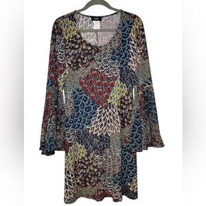 MSK A-Line Crew‎ Neck Dress with Flounce Sleeve